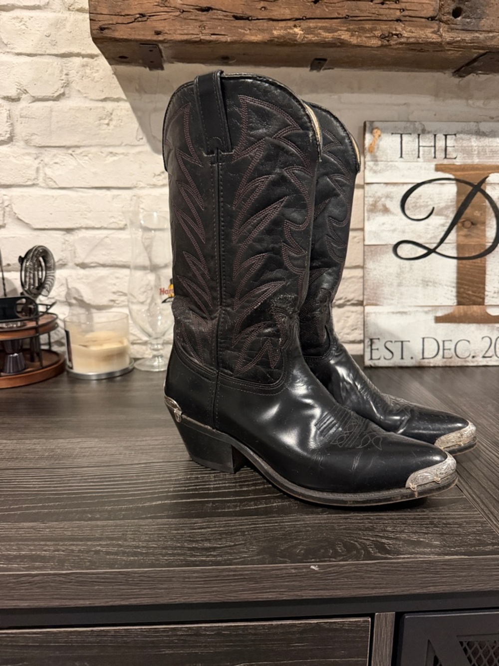 Durango Black Western Heeled Cowboy Boots